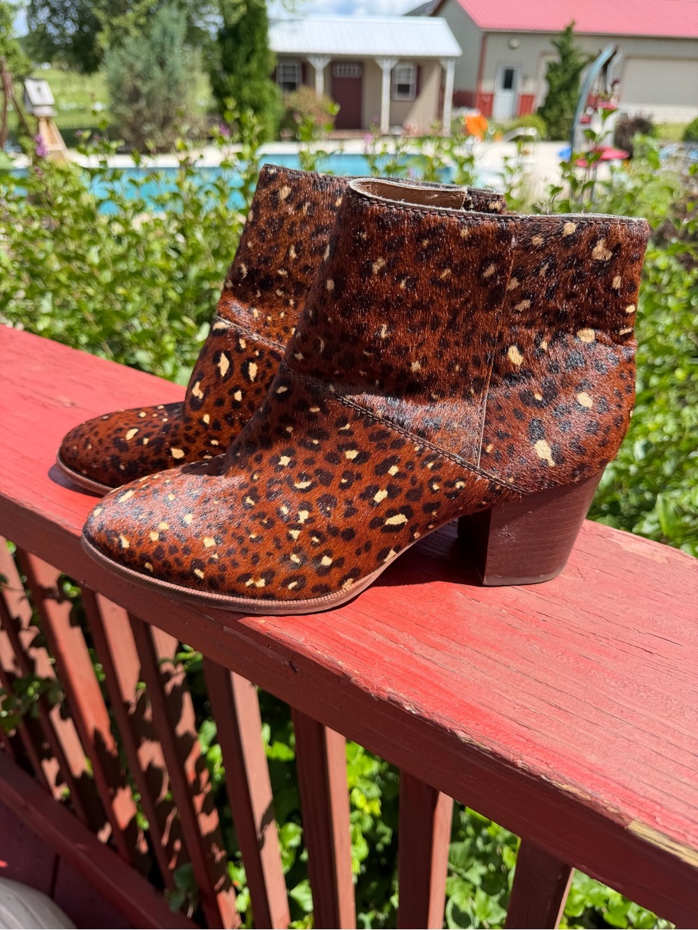 Madewell The Rosie Rich Brown Leopard Calf Hair Ankle boots